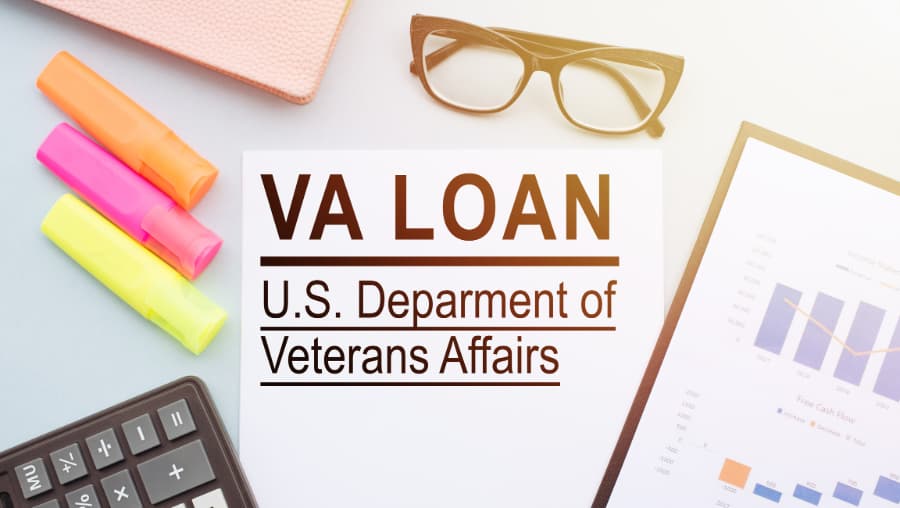 Paper with “VA LOAN” on table