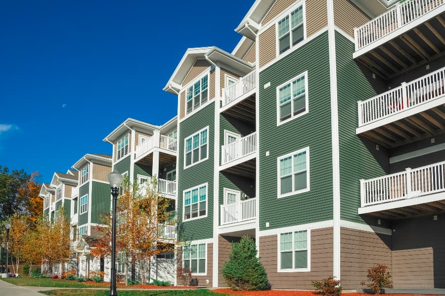 Close view of modern apartment buildings